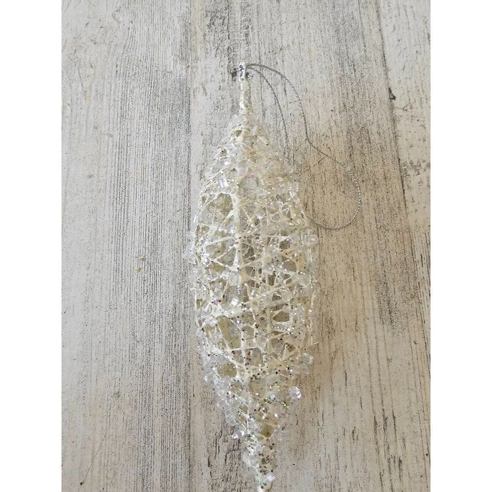 Glitter drop teardrop ornament vintage Xmas tree